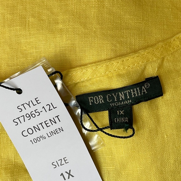 For Cynthia Linen Ruffle Sleeve Plus Size Top - Picture 4 of 6